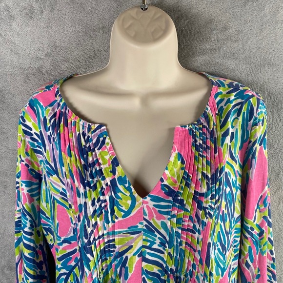 Lilly Pulitzer‎ Tunic Top Womens Small Leaf Print Beach Tropical Resort Preppy - Picture 4 of 8